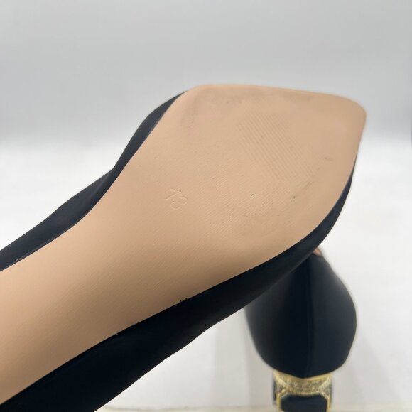 FSJ Black Bridal Pointed Toe Low Heel Crystal Pumps Slip on Wedding Comfort Shoe - Picture 6 of 8